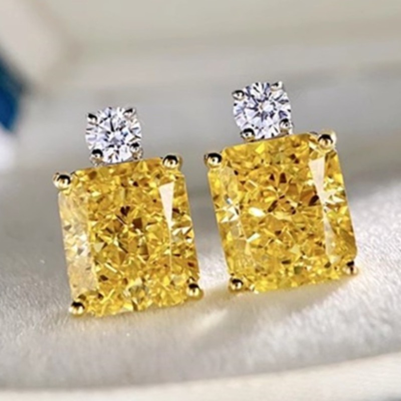E-shop 1 Paar Modische Klassische Ohrstecker mit Gelbem Synthetischem Edelstein für Frauen – Tägliche Casual Party Einfache Ohrringe Schmuck Geschenke