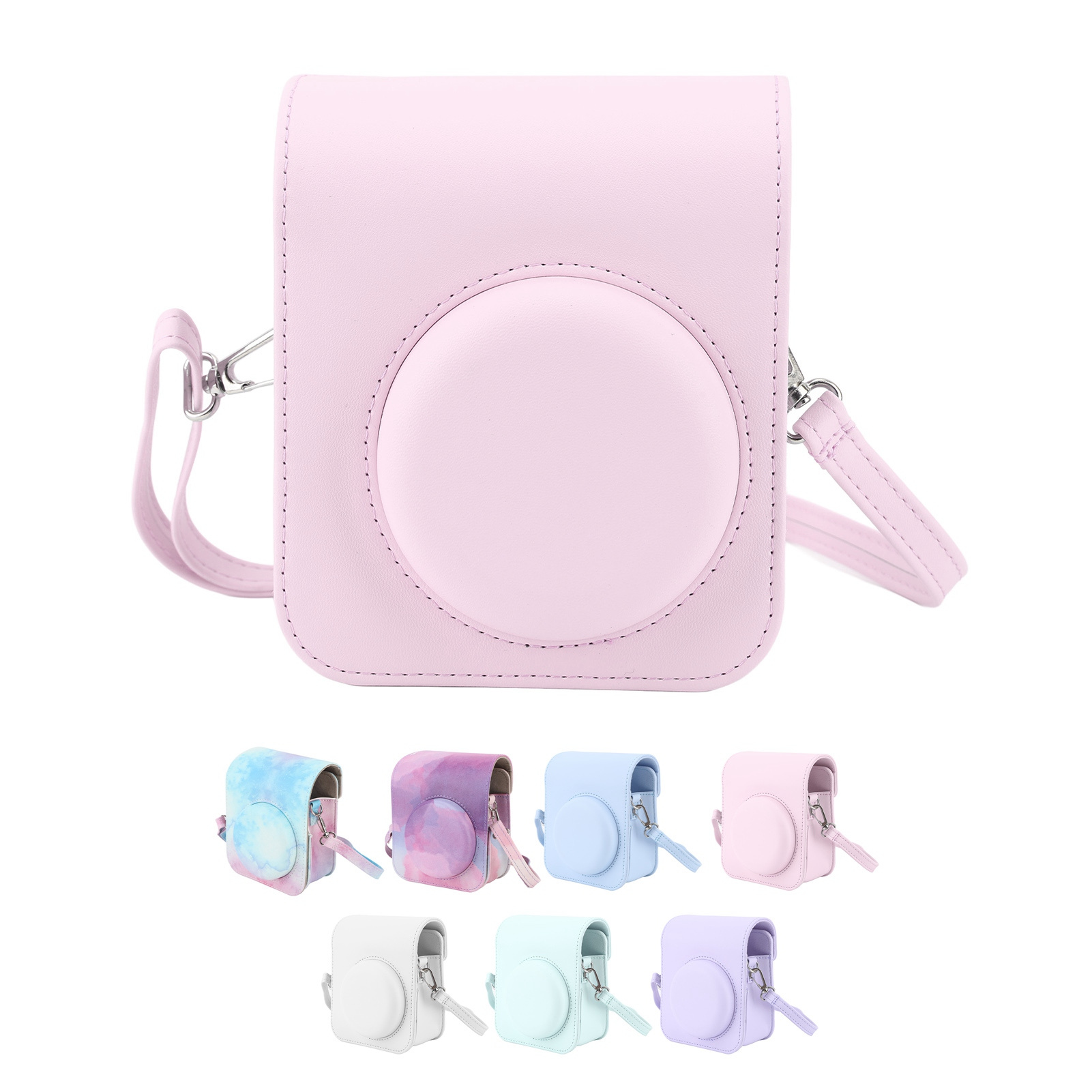 PU Leder Kameratasche Für Instax Mini 12 – Lila, Mit Verstellbarem Gurt & Foto-Tasche, Schutz Vor Kratzern