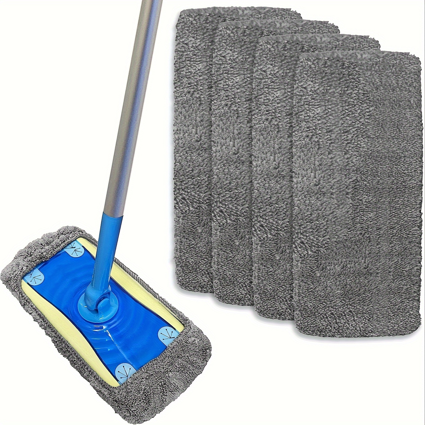 TEMU 3/4/6/8/12 Reusable Flat Mop Pads, Washable And Durable Wet And Dry Mop Pads With Cleaning Function, Perfect For Surface And Hardwood Floor