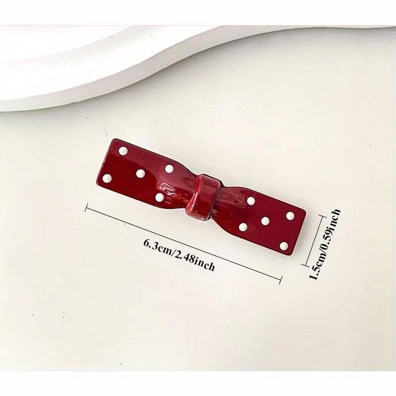 24pcs assorted colors red white and beige polka dot bow hair clips vintage style plastic barrettes for styling and fashion hair accessories Product details 2