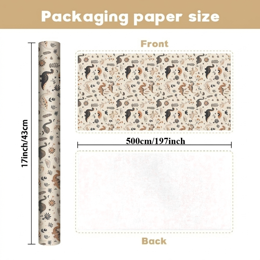 E-shop Böhmische Dinosaurier Geschenkpapierrolle, Süßes Dinosaurier Geschenkverpackung, Geeignet für Geburtstage, Partys, Basteln und