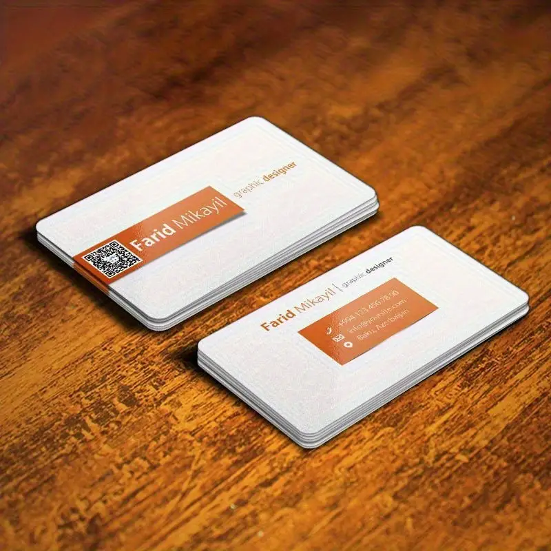 customizable professional dual sided business cards personalized name contact ideal for managers designers high quality paper elegant white background with black font office card Product details 4