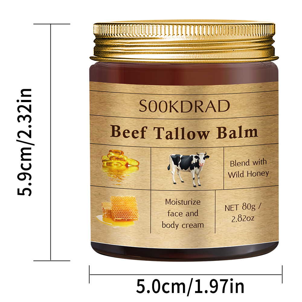 80 Grams of Honey And Beef Tallow Cream, Vitamin E And Niacinamide Facial Lifting Cream, Vitamin E Facial Cream, Facial Moisturizer Containing Honey, Beef Tallow, Collagen, Hyaluronic Acid, And Vitamin E, Moisturizing Cream