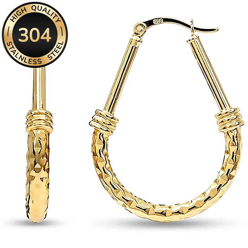 TEMU 304 Stainless Steel Fashion Horseshoe Hoop Earrings For Women Daily Casual Party Middle Eastern Style Earrings Jewelry Anniversary Gifts