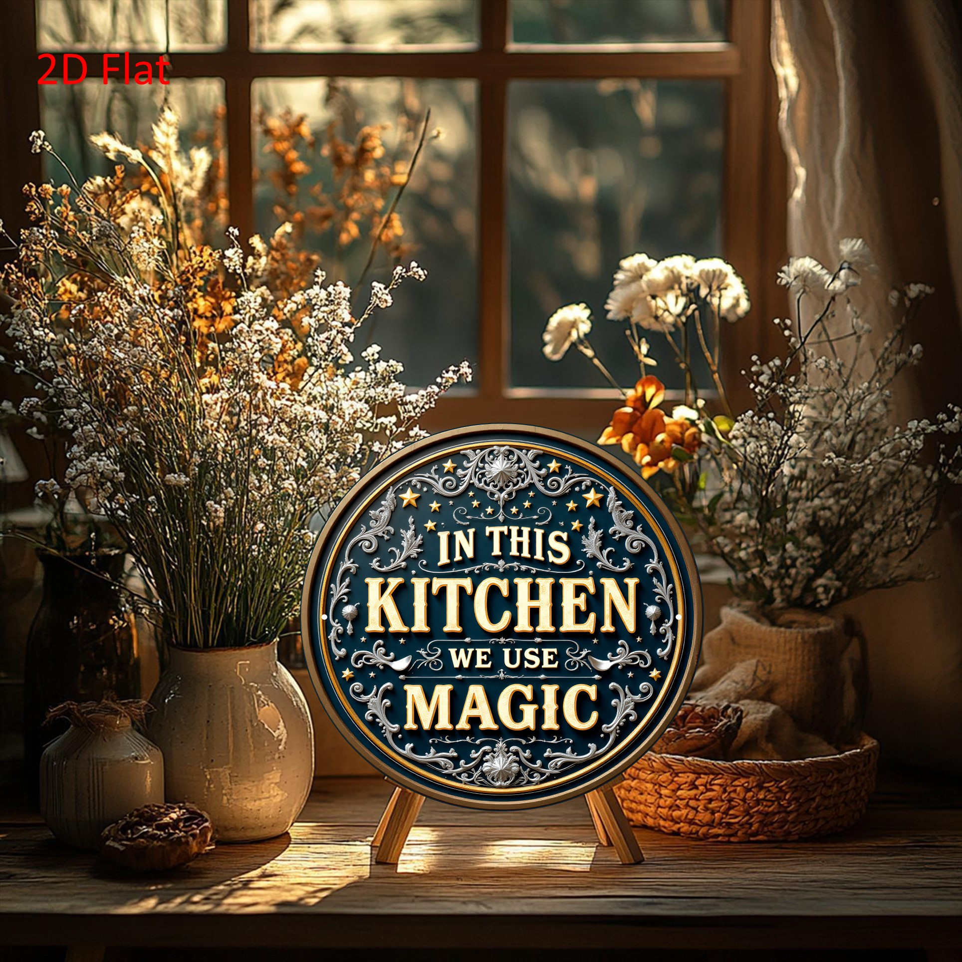 2d flat 2d flat printing 1pc metal iron sign 2d flat 1pc vintage metal wall decor in this kitchen plaque sign dark blue golden accents lightweight hanging decoration for home housewarming 2d flat