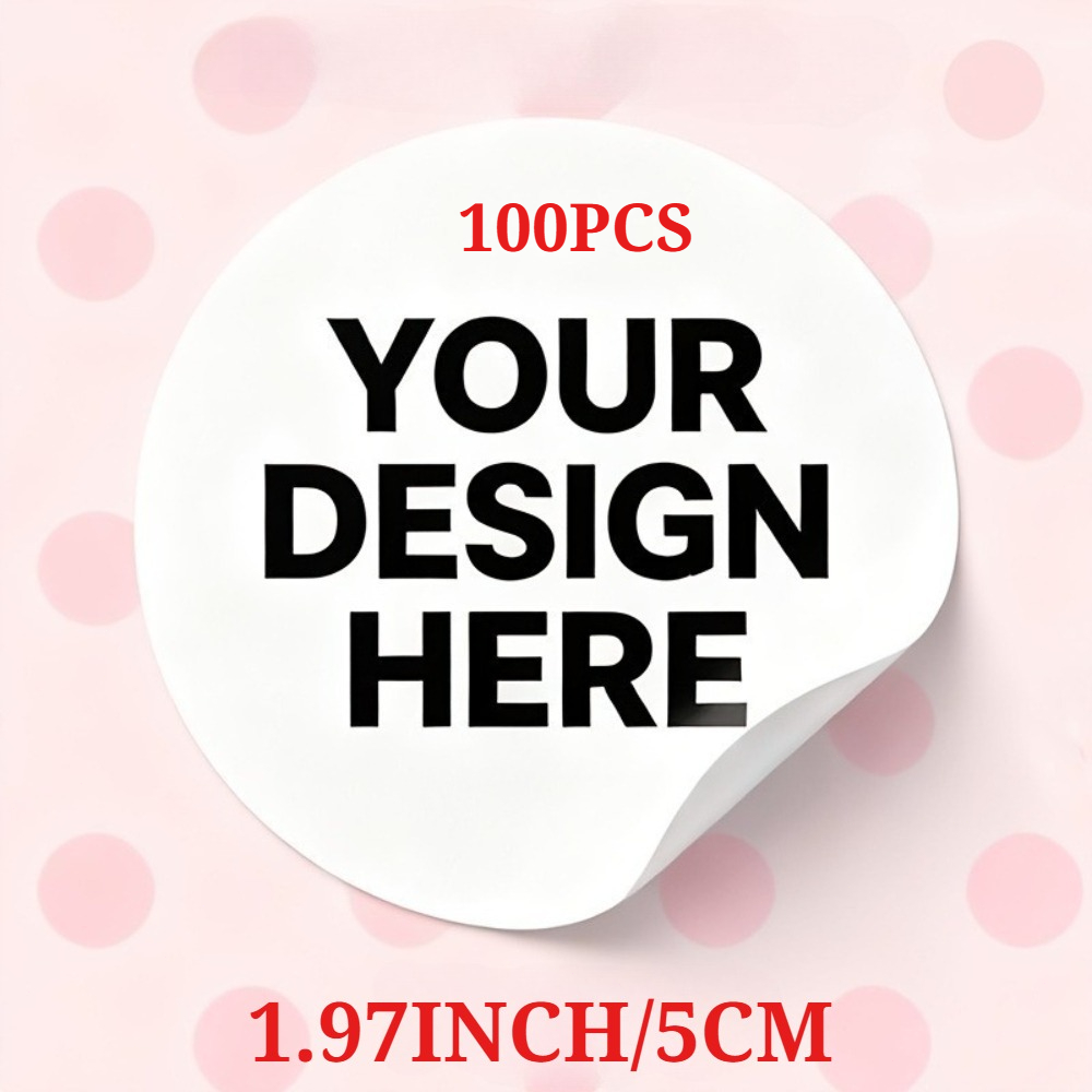 TEMU /100/300pcs (1.18/1.57/1.97/2.36/2.76/3.15/)pcs Custom Stickers And Custom Logo, White Waterproof Round Logo Stickers, Multi-sizes Available,