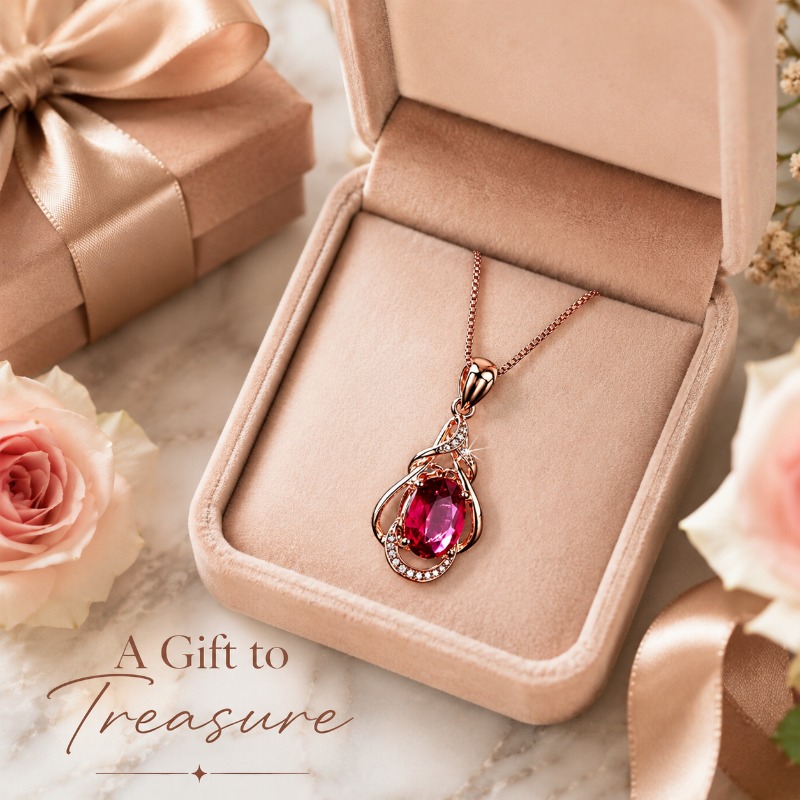 Collier pour femme en rubis synthétique avec pendentif ovale en rubis de synthèse - -ternissure, hypoallergénique, convient pour mariage, mariée, accent de CZ transparent, cadeau pour anniversaire, bal de fin d'année, tenue décontractée, chaîne boîte pour elle, pierre précieuse rouge esthétique