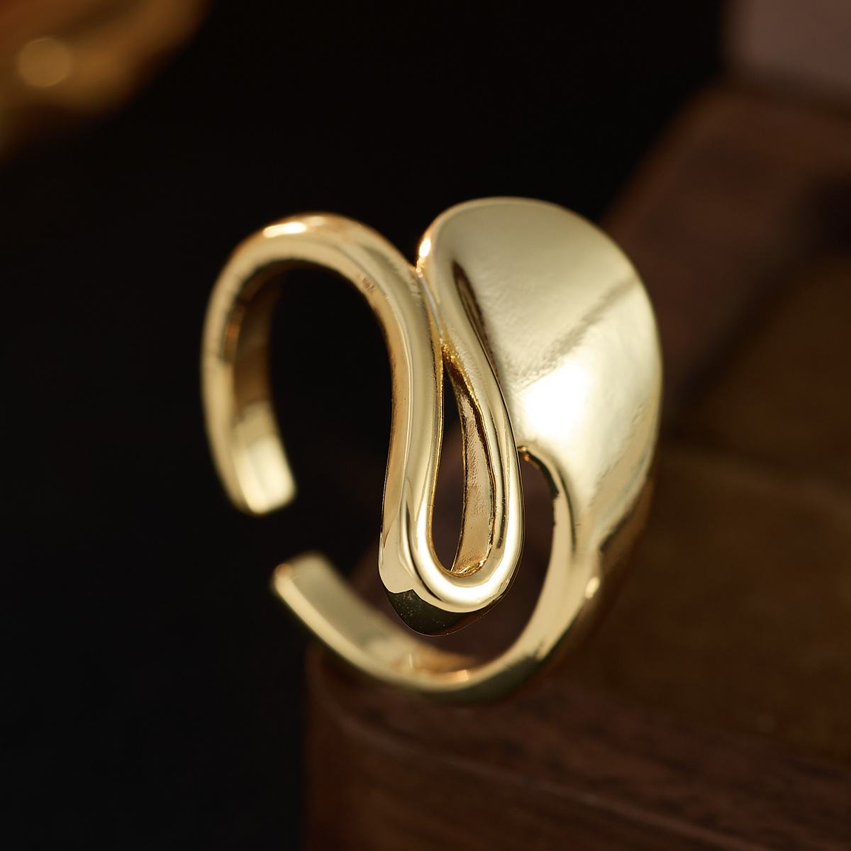 Ladies' Curved Twisted Open Ring, Contemporary Fashion Accessory