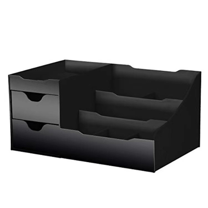 TEMU 1pc Large Organizer With Polished Finish - Sleek Black Vanity Storage Box With Drawers, Ideal For Perfumes, Deodorants, Shaving Products,