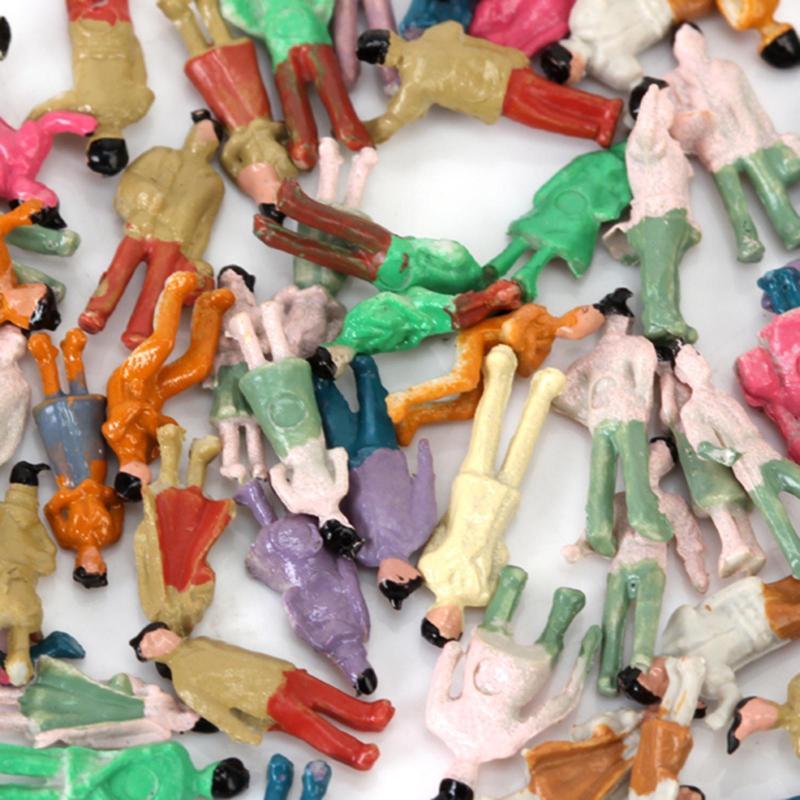 100pcs Z Scale 1:200 Mix Painted Model People Train Park Street