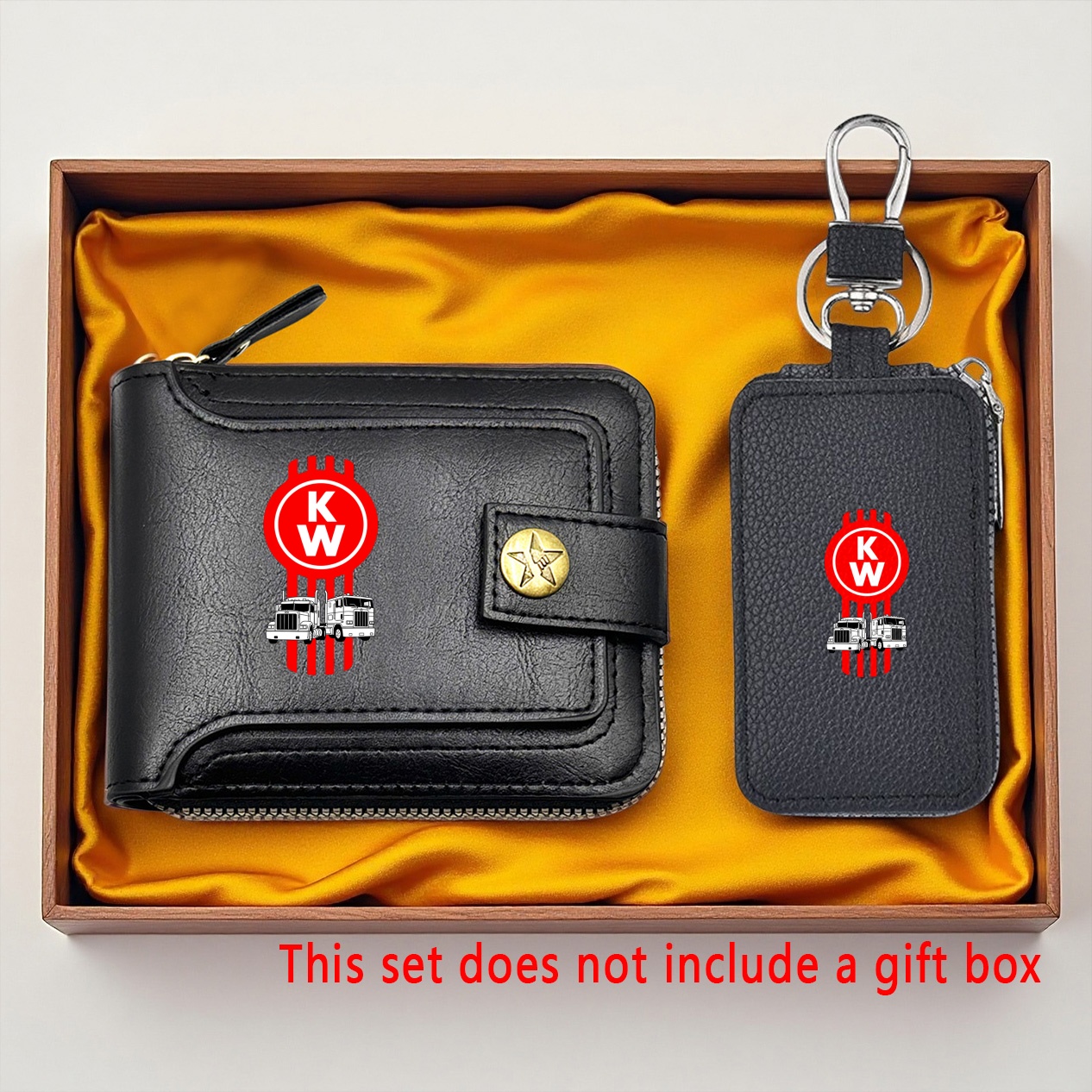 TEMU 2pcs Heavy-duty Pu Leather Truck-themed Wallet & Key Holder Organizer Suitable For Men Women Drivers, Trucker Gift With Semi Truck, Card Coin