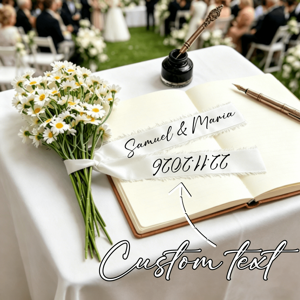 TEMU [Personalizzazione] 1 pz Nastro per bouquet nuziale personalizzato, personalizzabili, fascia decorativa per bouquet in chiffon, come regalo per