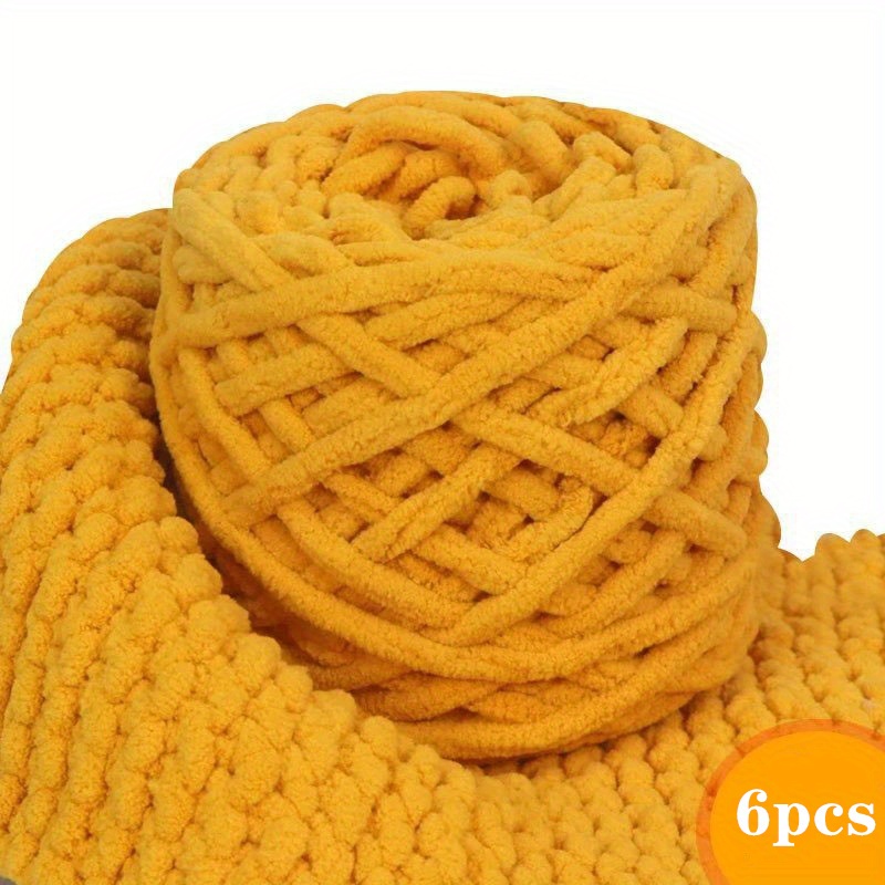 TEMU 6pcs [super Thick] 100% Polyester Super Thick Crochet Chunky Yarn | Soft, Warm, Comfortable Fluffy & Plush Chenille Yarn | For Diy Knitting &