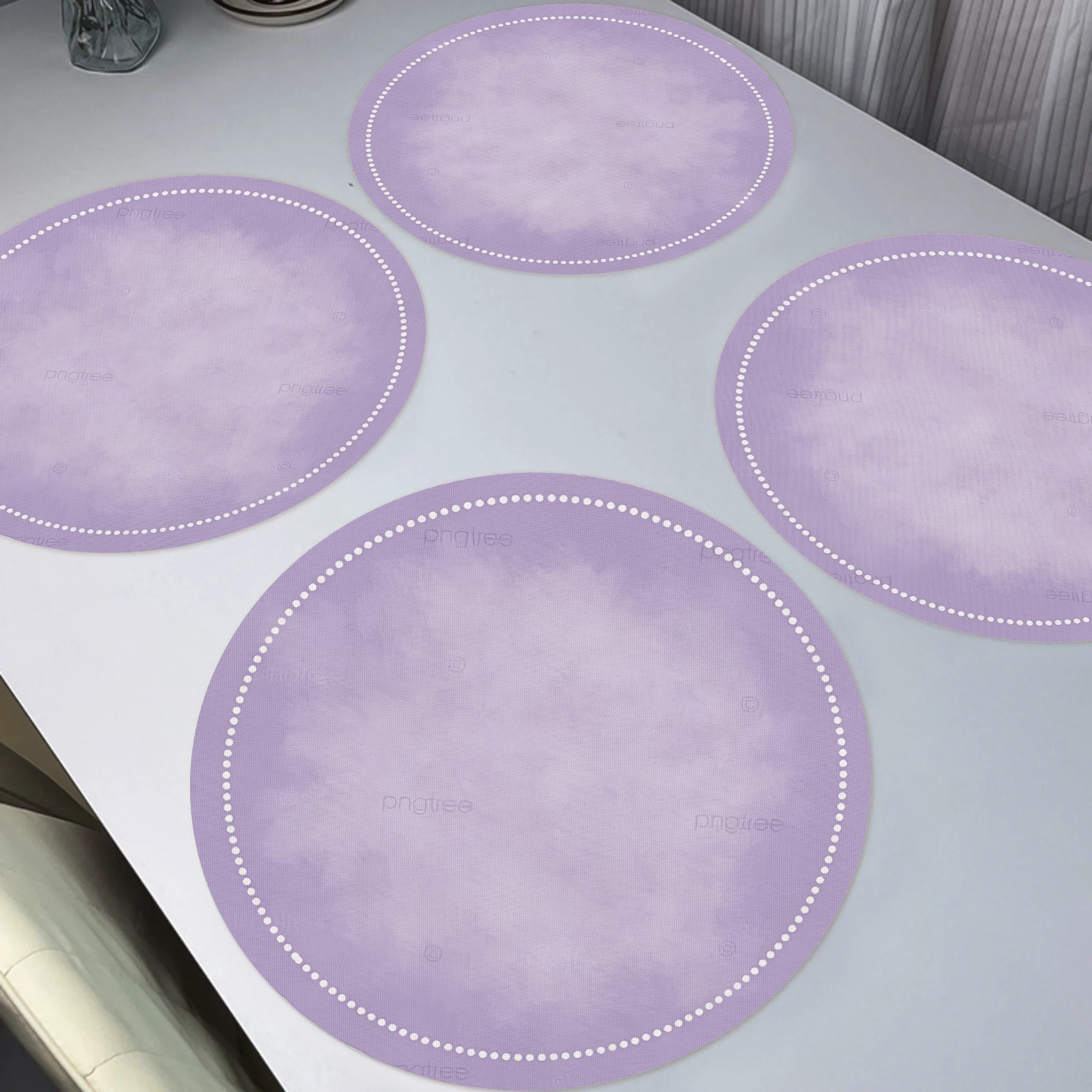 

4pcs, Purple Placemats, Round Table Mats For Home Decor, Non-slip Washable Place Mats For Daily Banquet Party Dining Table Decoration