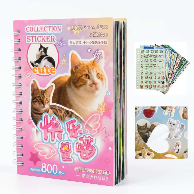 TEMU Cat Sticker Book Cute Meme Kitten Stickers 30 Pages Over 800 Die Cut Stickers For Journaling Scrapbooking Planner Decor Crafts Phone Case Water