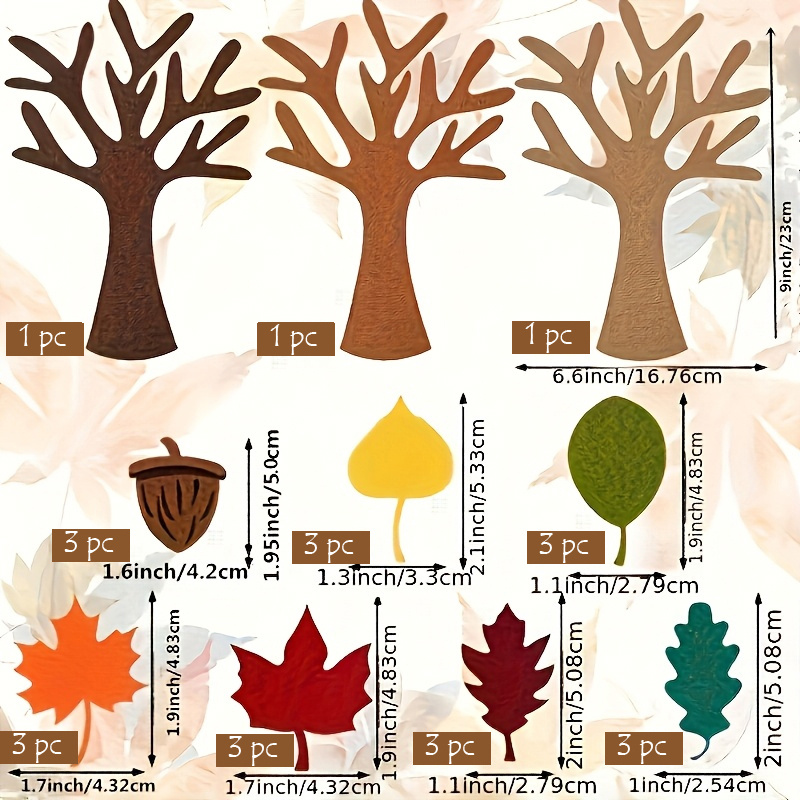 TEMU 24pcs Autumn Felt Tree Craft Material Kit - Maple Leaf Decorative Tree, Art Handmade Thanksgiving Halloween Easter Party Gift Materials, Home
