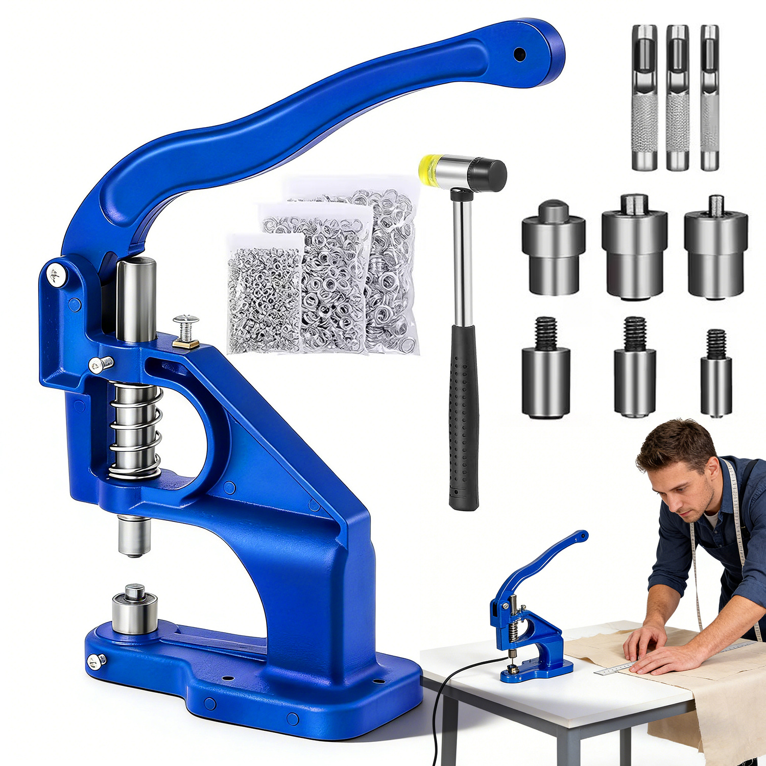Hole Punch Set With Complete Accessories Perfect For Securing Grommets On Tarps Flags And Other Textile Projects