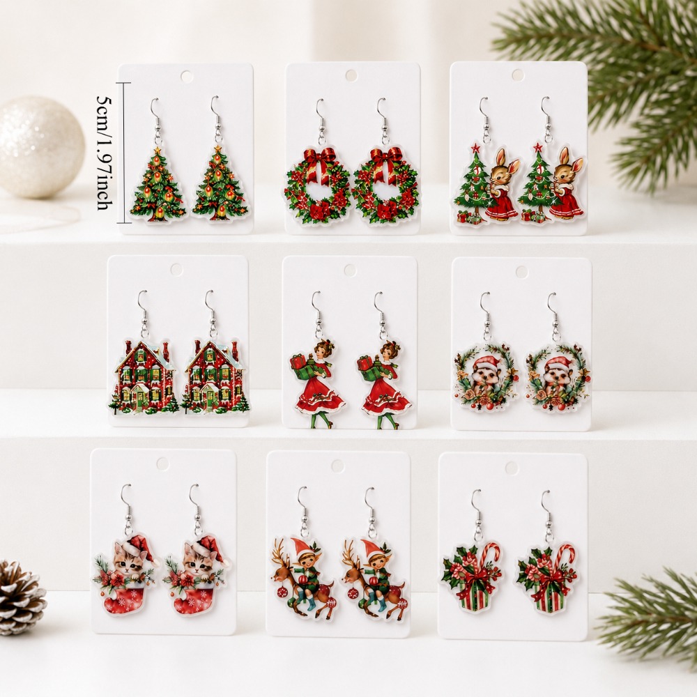 18pcs Women's Christmas Earring Set, Cute Holiday Accessories