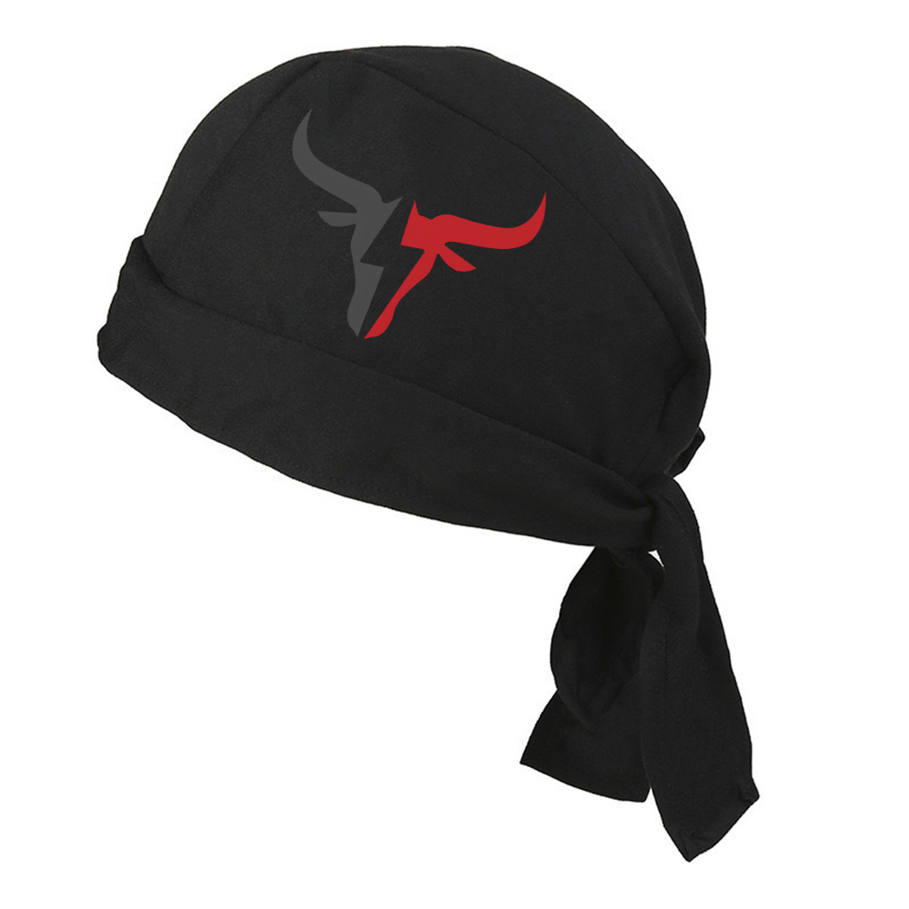 TEMU 1pc Men' Pirate Bandana - Breathable Polyester Head Scarf With Bull Logo Print, Suitable For Cosplay, Outdoor, Themed Parties, Festive Events &