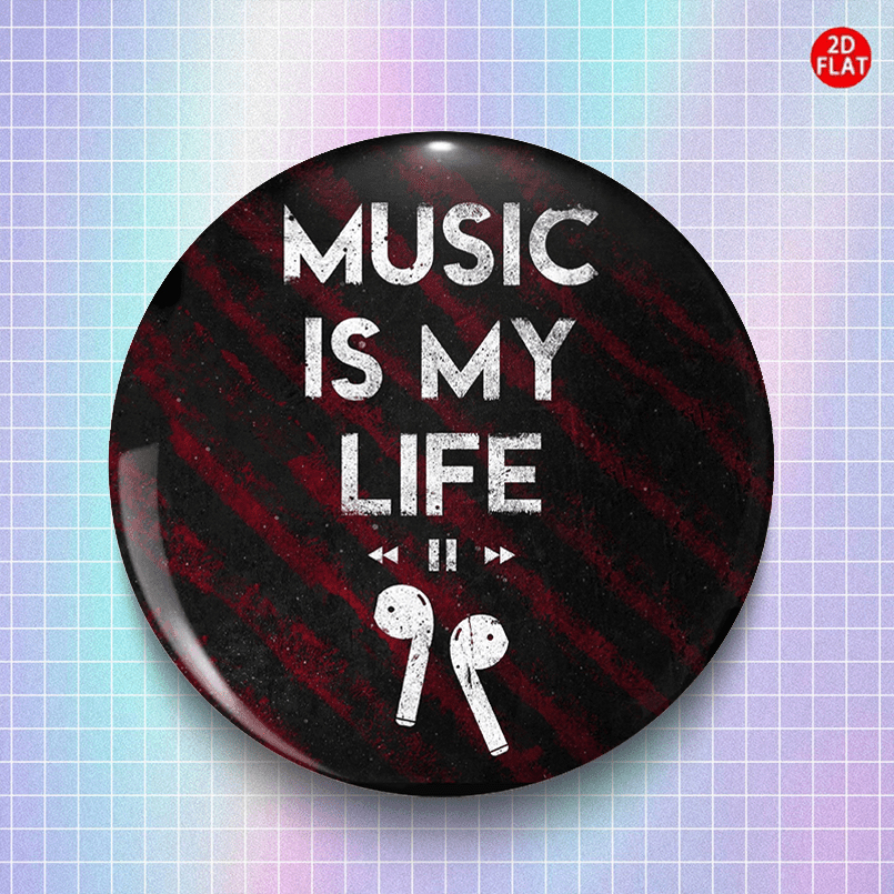 TEMU Broche/épingle/badge de mode 2D plat (2D FLAT) « La musique est ma vie », parfaite pour associée à des jeans, vêtements, sacs à dos et chapeaux.