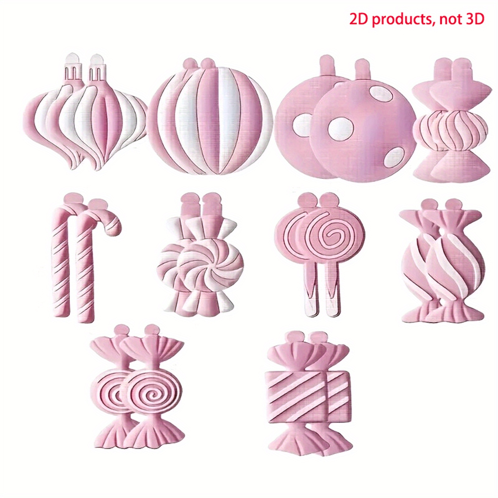 TEMU Christmas Decorative Candy Cane 10pcs Set, Pink Candy Cane Christmas Tree Hanging Ornaments, Christmas Ornament, Christmas Decorations Outdoor,