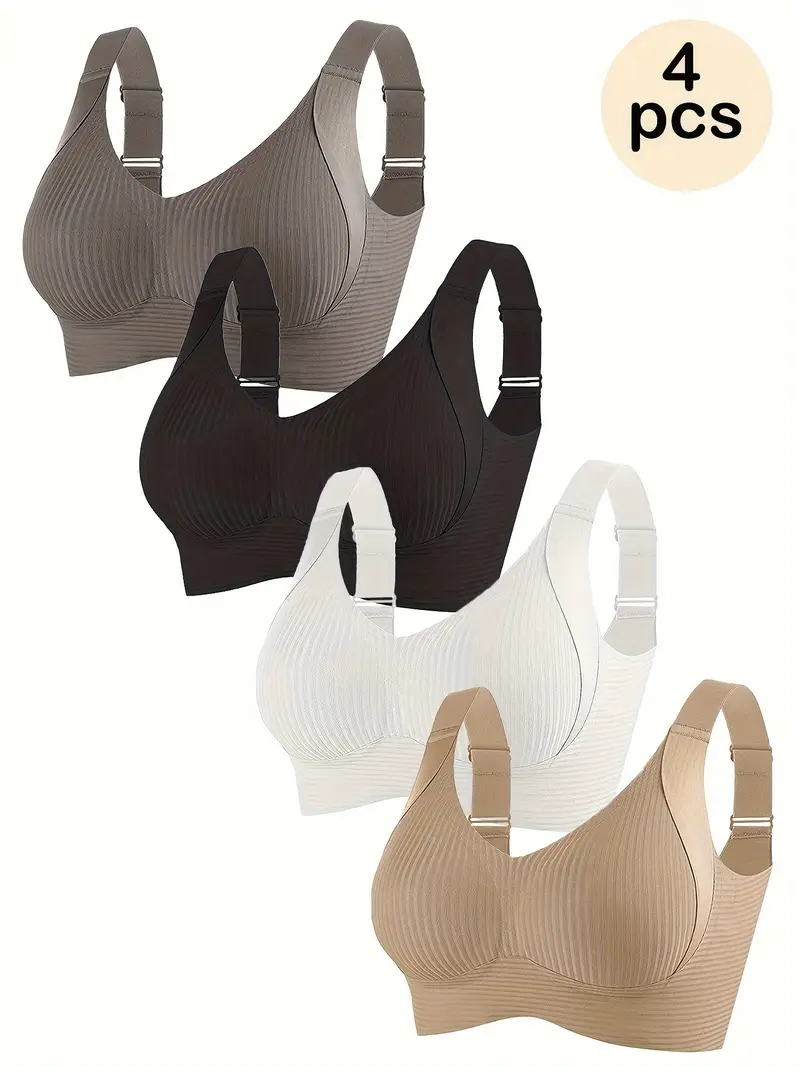 4pcs set esselegance closure adjustable gathered seamless no steel ring comfortable bra Product details 7