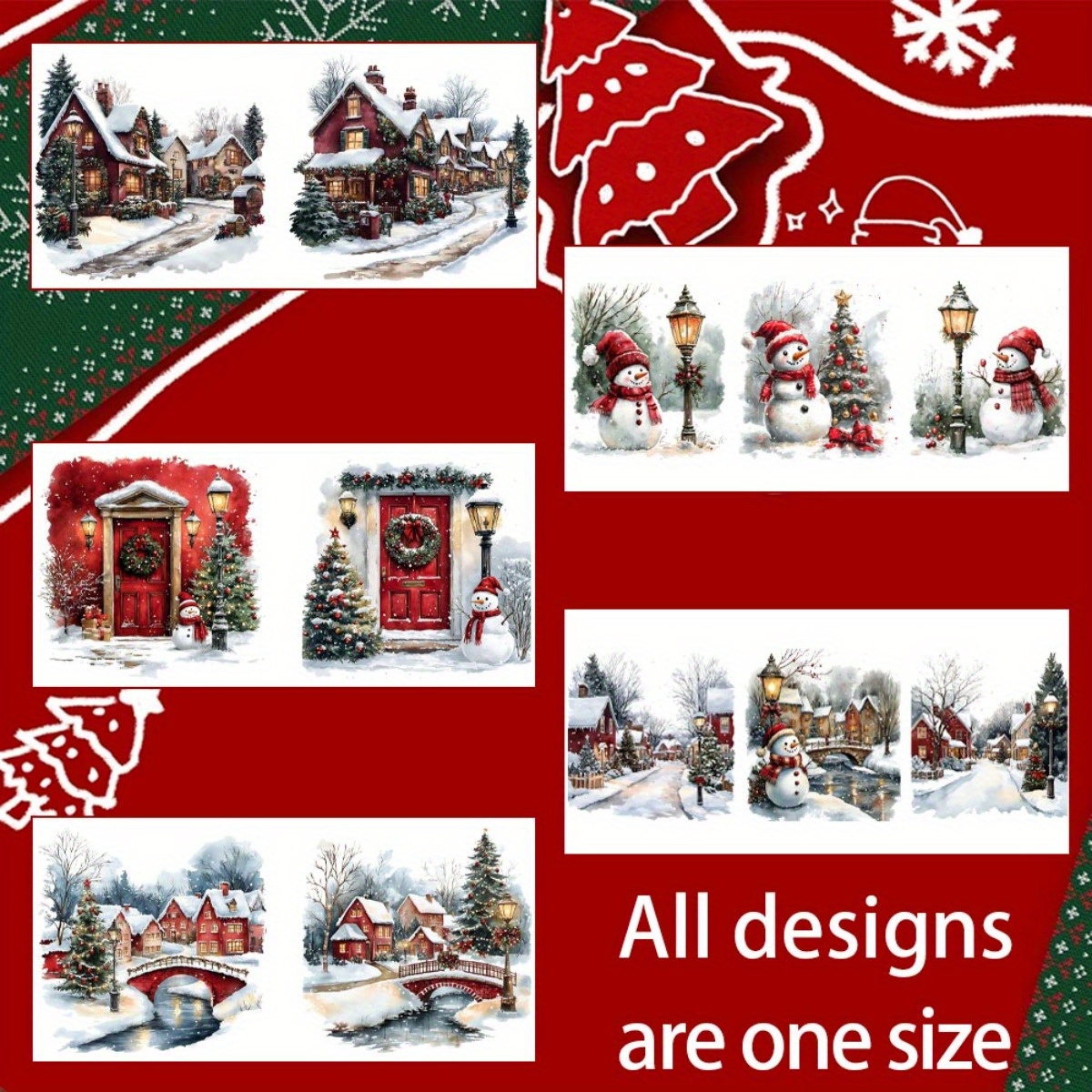 Image of 5pcs Winter Scenes Uv Dtf Transfer Paper Waterproof And Scratch Resistant Transfer Paper Suitable For 16oz Cups Bottles Computer & Home Decoration Winter Scenes Transfer