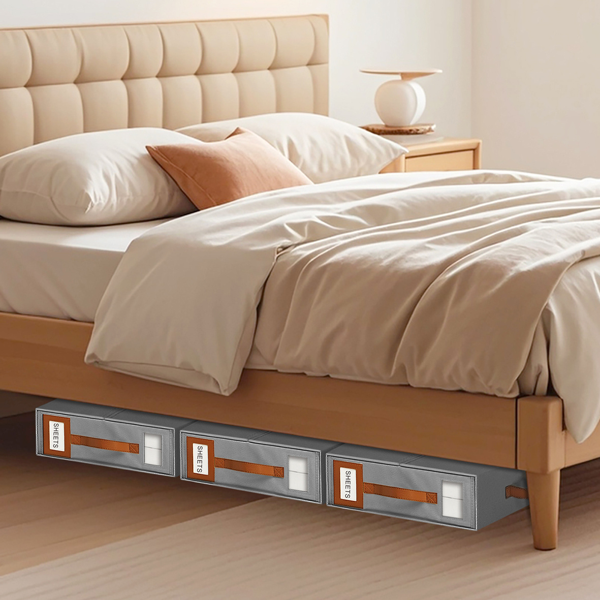Grey Bedding Storage Box with Zip for Organising