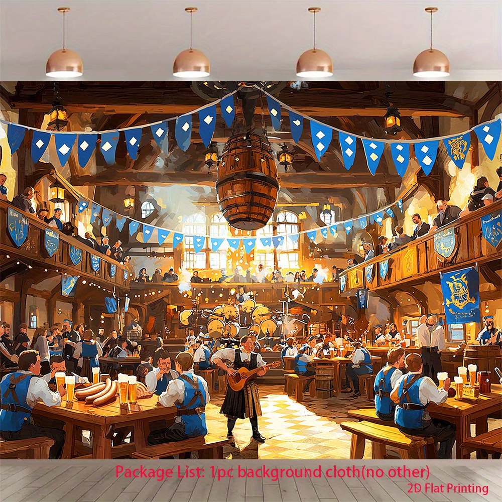 TEMU 2d Flat, 2d Flat - 2d Flat, 2d Flat - 1pc 2d Flat Banner, 1pc Medieval Banner Suitable For Oktoberfest, Themed Parties And European Events - Uv