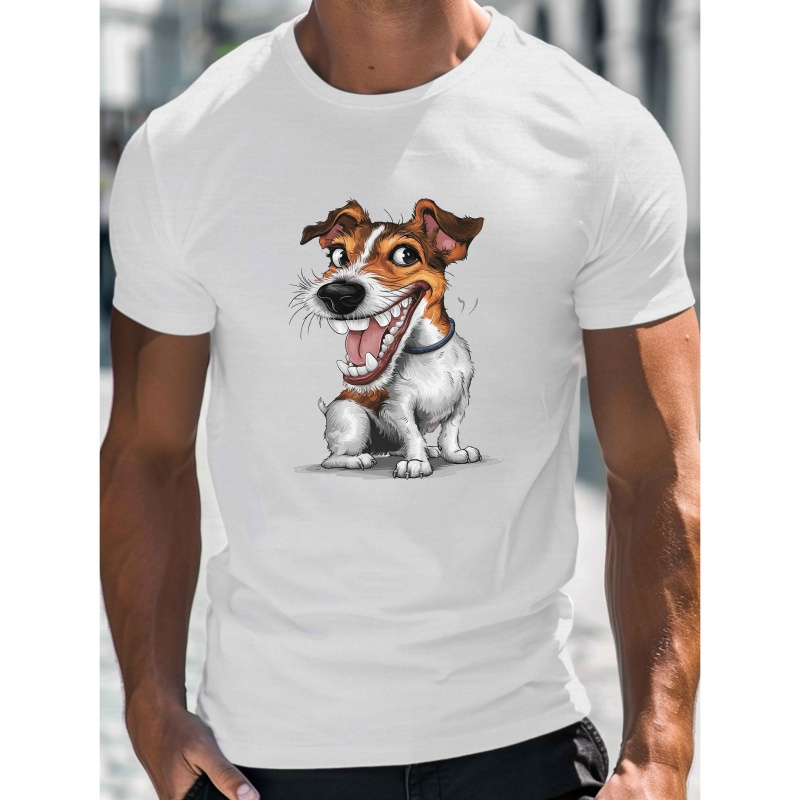 

Men's Jack Terrier T-shirt - Casual Comfy Lightweight Crew Neck Short Sleeve Top For Summer, Polyester