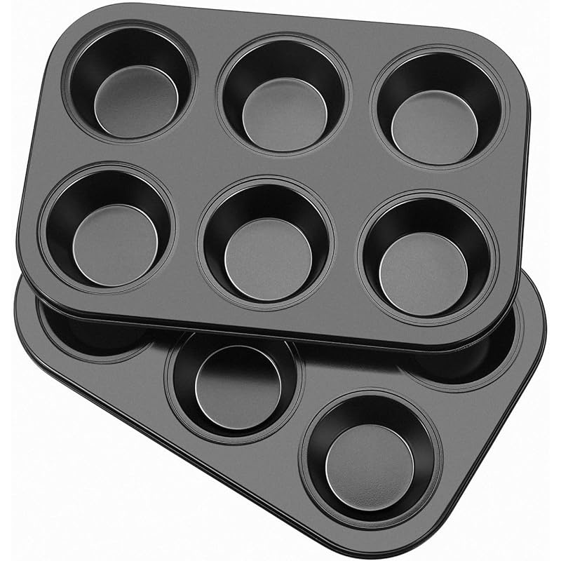 E-shop Set mit 2 Muffin-Backblechen zum Backen von Cupcakes, mit 6 Antihaft-Kohlenstoffstahl-Formen. Ideal zum Backen von Cupcakes, Muffins, Brownies