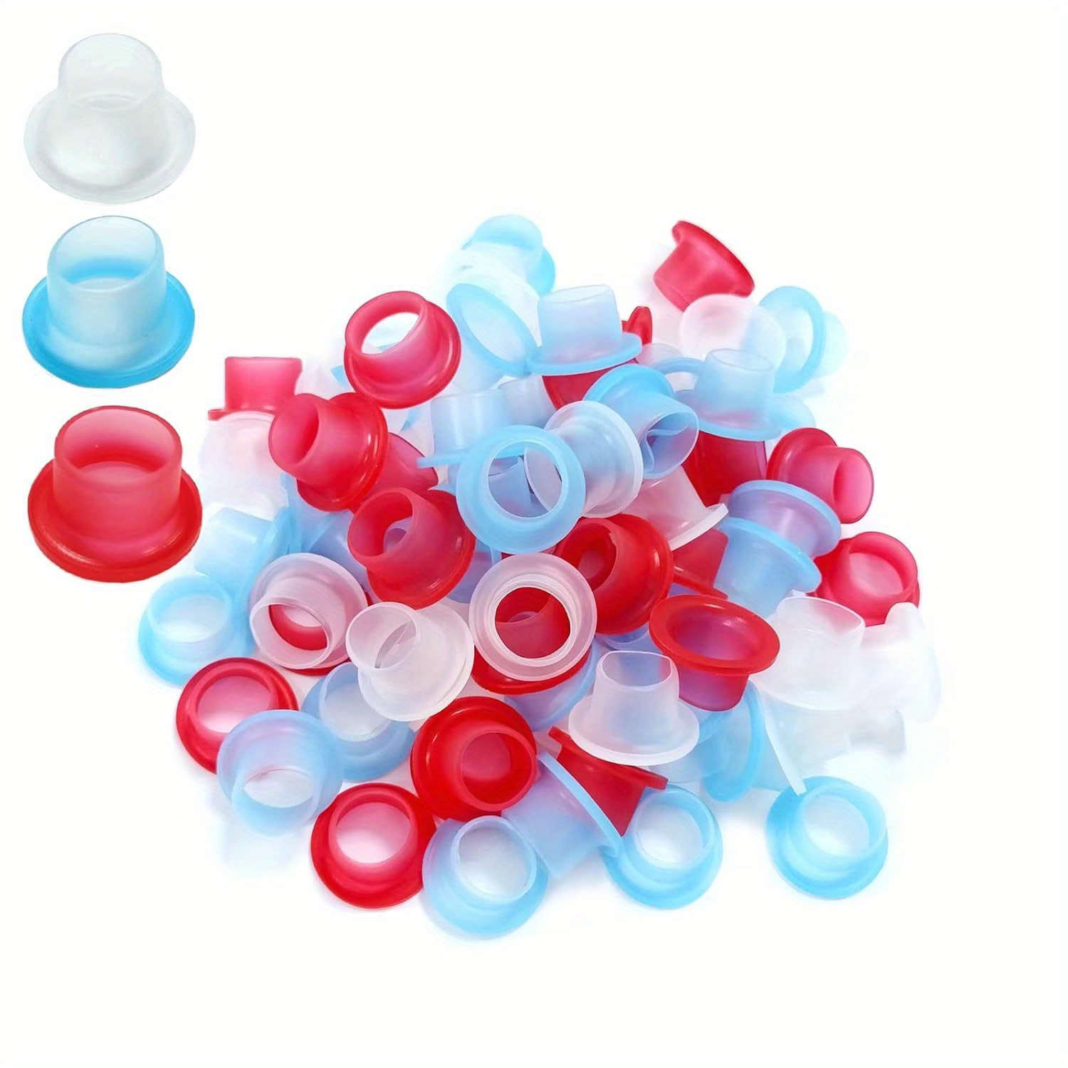 Set Di 50 Guarnizioni In Silicone Per Rubinetti - Universali, Antigoccia, Facili Da Installare, Colore Blu Trasparente