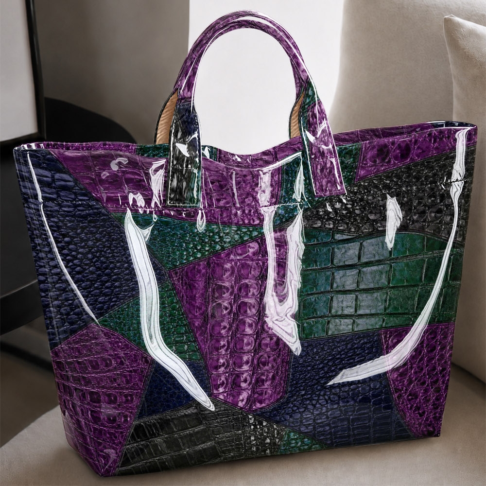 Image of Large Capacity Glossy Pvc Tote Bag Suitable For , Shopping & Trendy Outfits - Vintage Handheld Bag With Shoulder Straps, Multicolor Suitable For Commuting,,, Daily Use