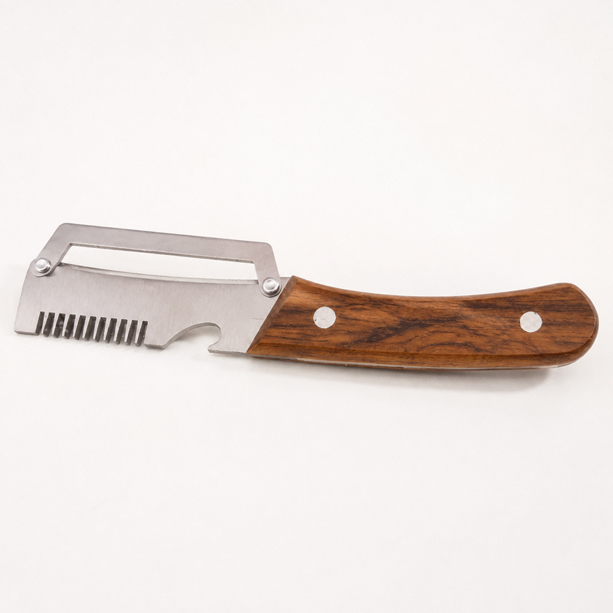 TEMU Multi-functional Cabbage Slicer, Stainless Steel Vegetable With Wooden Handle, Wide Blade Fruit Peeler For Cabbage, Cucumber, Carrot, Make