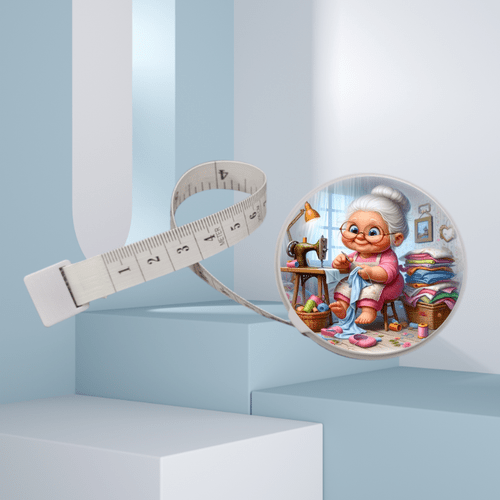 1pc mini retractable tape measure with cute granny sewing dressmaking design dual scale metric imperial cm in 78 74 200cm large ruler for tailoring sewing diy crafts body measurements compact durable sewing themed measuring