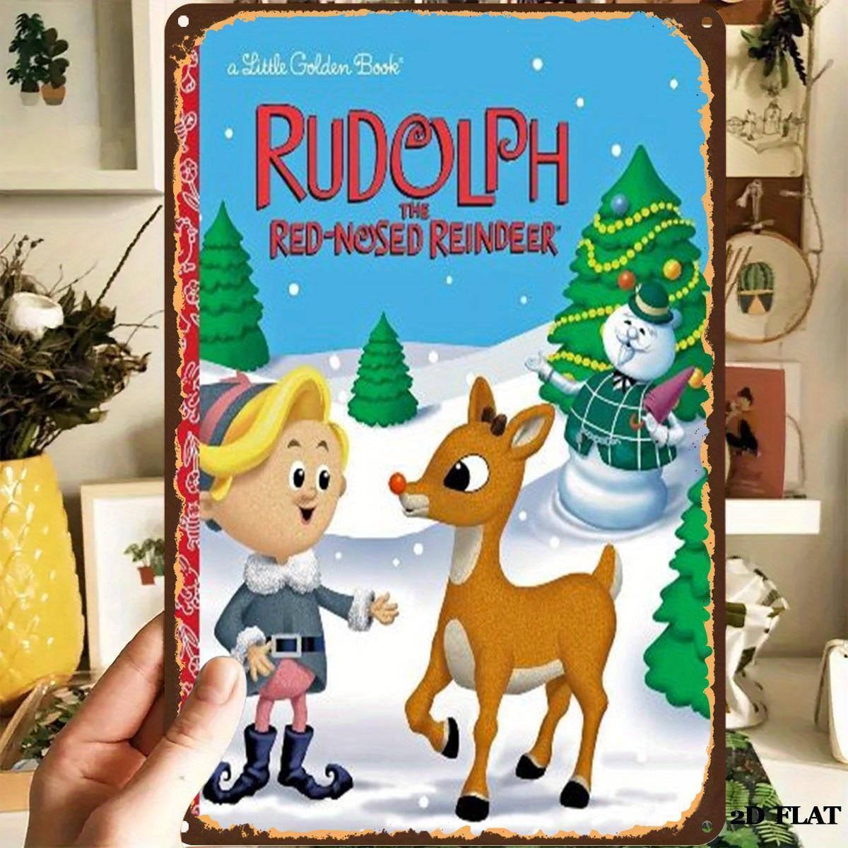 TEMU 2d Flat, A Single Piece Of The Red- Reindeer: A Magical Book & Movie Metal Sign - Vintage Wall Decoration Ideal For Christmas, Sturdy
