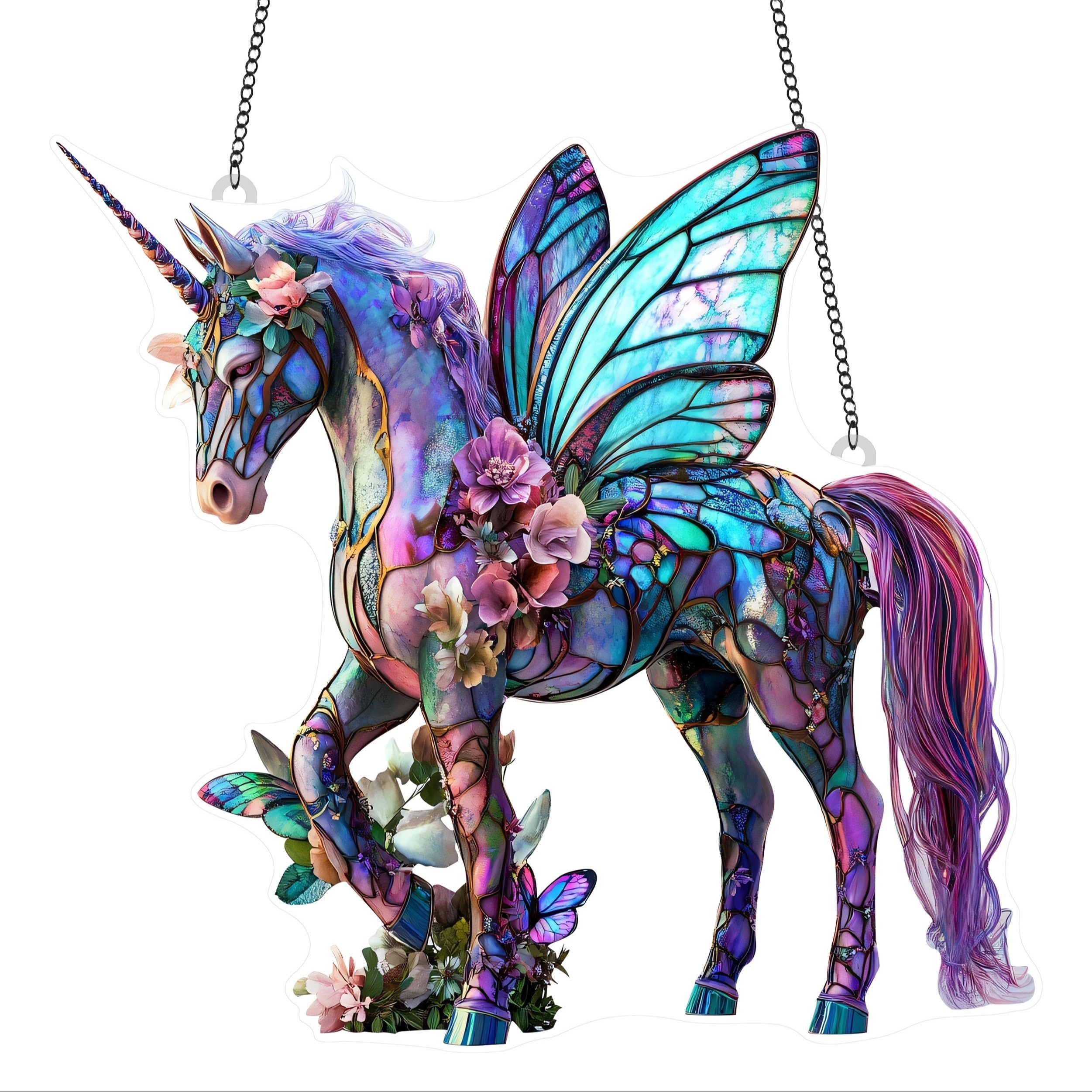 Image of Magical Unicorn And Fairy - 7.5 X 8 Inches Fantasy Garden Decor, Whimsical Home Accent, Ideal For Housewarming Gifts And Holiday Wall Art, Unicorn Room Decor