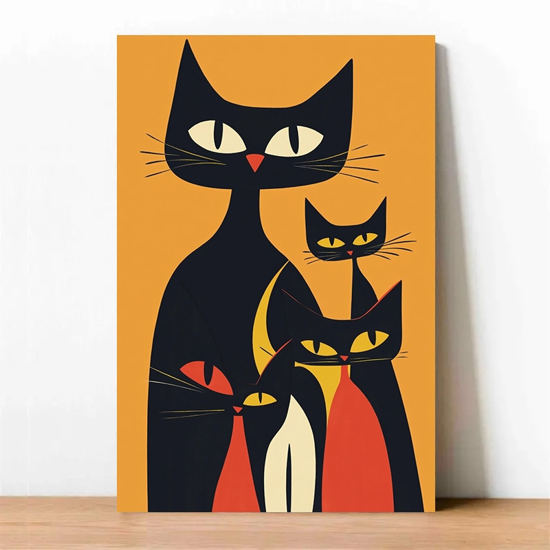1pc frameless canvas poster black cat family wall Temu Hungary