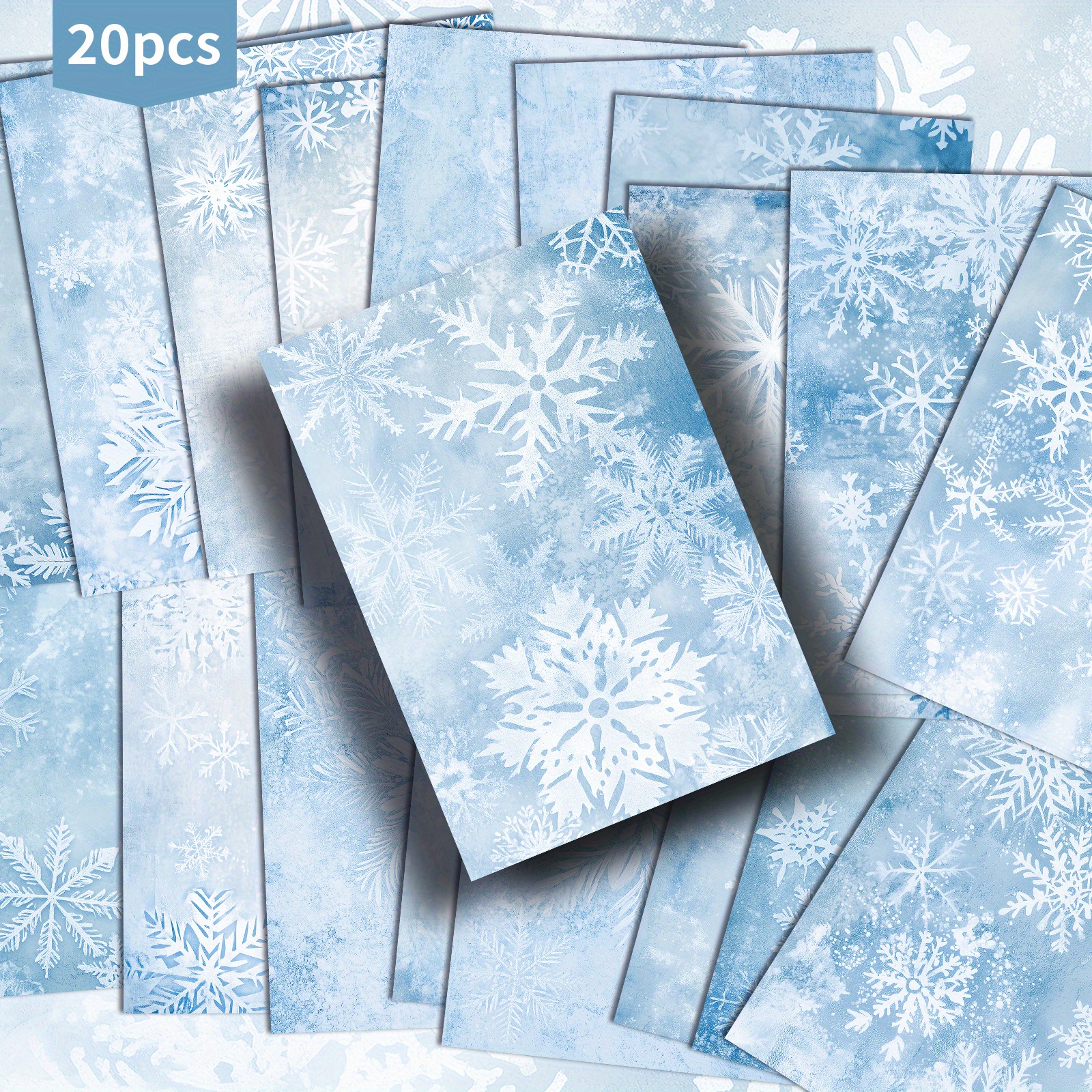 Image of 20 Pack Winter Snowflake Christmas Decoration Paper Postcards - 4x6 Inches Vintage Junk Journal Paper, Classic Pinup Illustrations, Collectible Decorative Painting Cards For Scrapbooking & Crafting