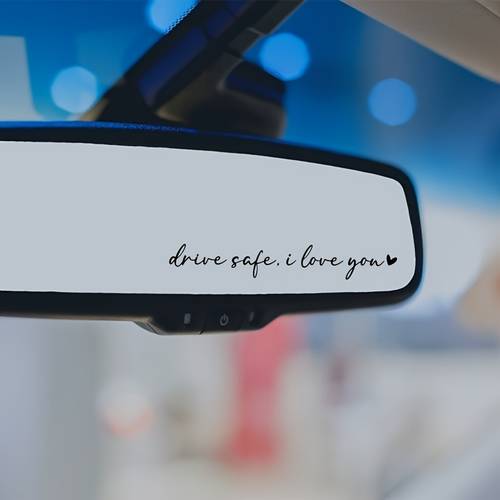 1pc i love you mirror sticker durable plastic waterproof coating sticker for car rearview mirror safety reminder and decorative car accessory
