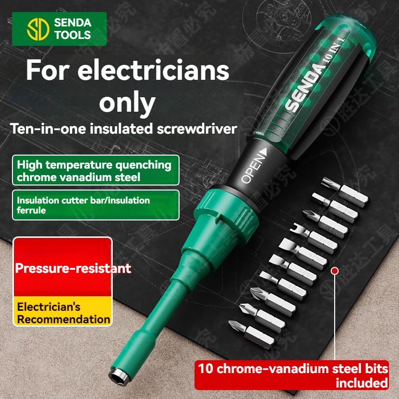 E-shop 10-in-1 Hochspannungs-Isolations-Professionelles Elektriker-Schraubendreher-Set, geeignet für professionelle Elektriker, Wartungspersonal,