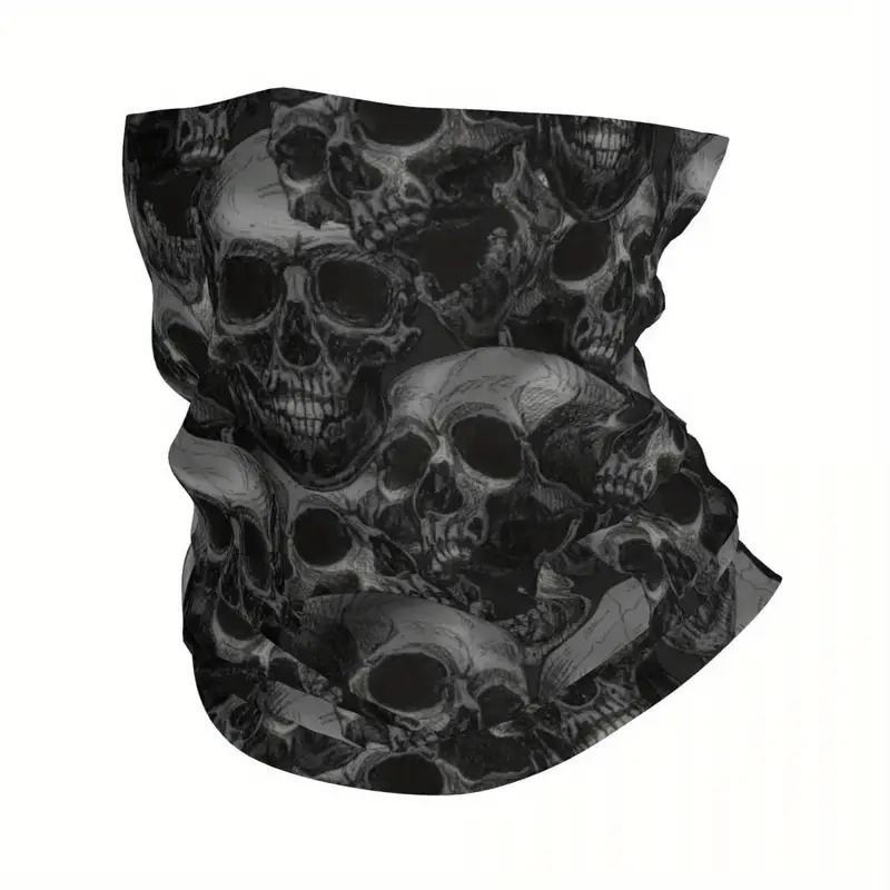 

Fashion Skull Print Neck Gaiter - Moisture-wicking, Breathable Polyester Scarf For Cycling & Running | Stylish Bandana Style