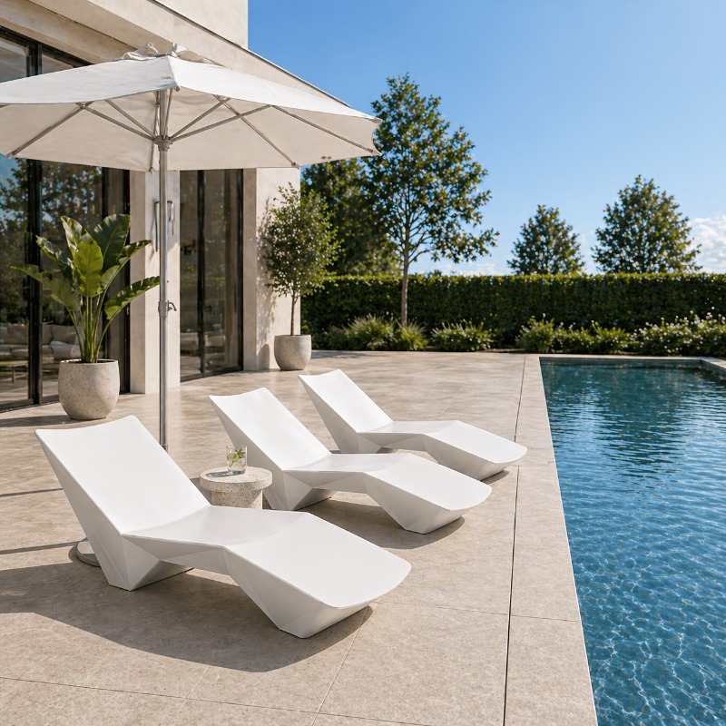 Designer In-Pool Chaise Lounge Chair, Modern Ergonomic S-Shaped Pool Lounger, Heavy-Duty UV And Waterproof Outdoor Recliner with Sand-Fill Weight Box And Drainage System, for Poolside, Patio And Shallow Water
