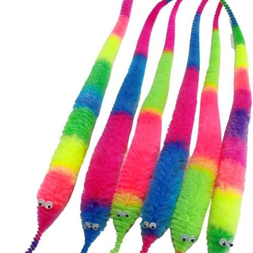 set mit 6 katzenspielzeugen mit schmetterlings- und seepferdchen-design, magische flauschige wurmspielzeuge auf einer schnur für haustiere, ohne batterie