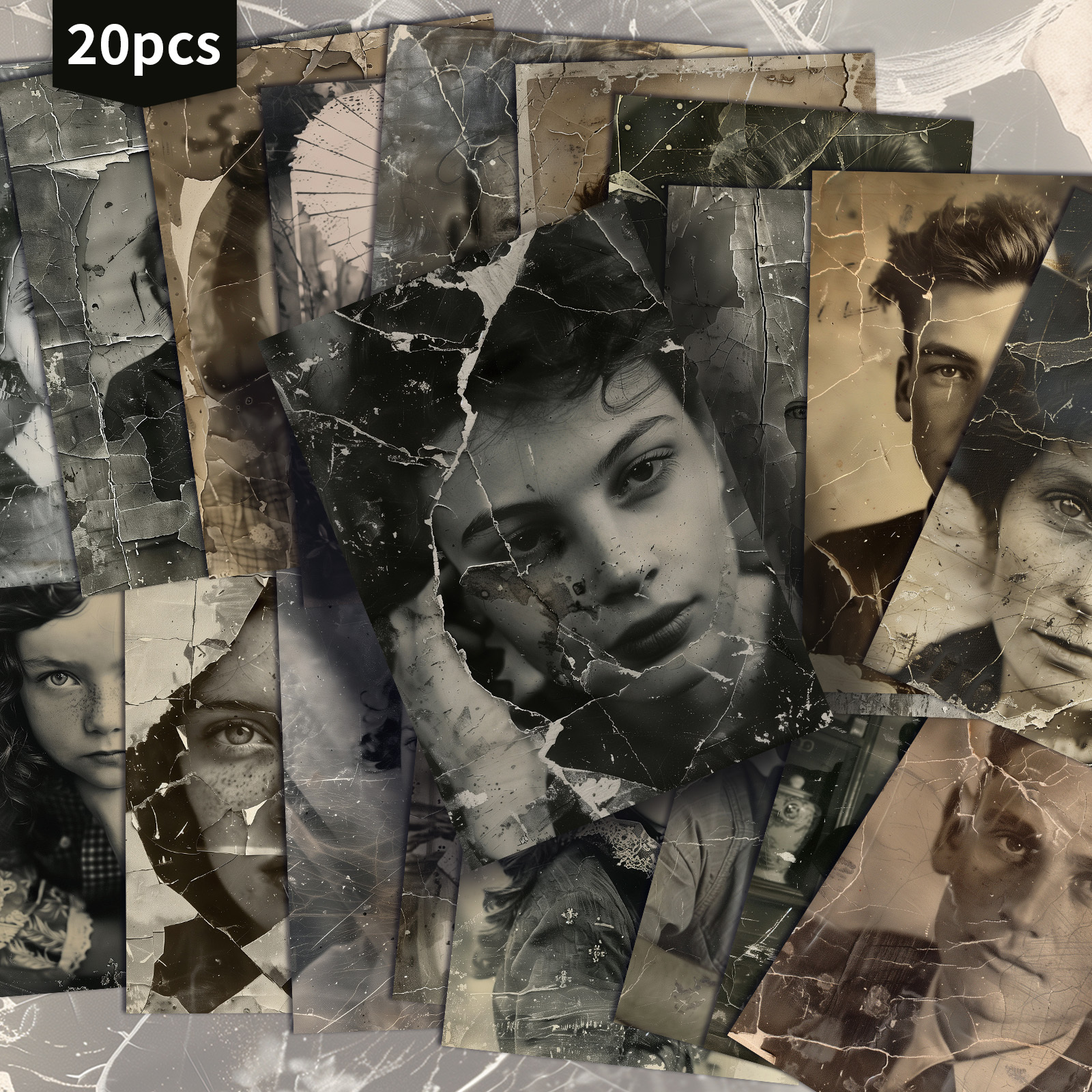 TEMU 20-pack Vintage People Of Different Eras Photo Postcards - 4x6 Inches Junk Journal Paper, Classic Pinup Illustrations, Collectible Decorative