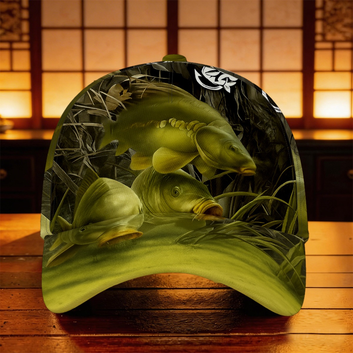 TEMU 1pc Mirror Carp School Peaked Cap Urban Fashion Gift For Dad Street Style Picnic Running Full Print Pattern Fits Most Mother's Day Gift