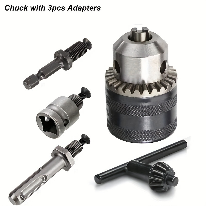 TEMU 3-in-1 Drill Adapter With Sds, Hex & Socket Square - 1/16" To 1/2" For Impact Tools - Durable Steel Construction - Boost Your Drilling