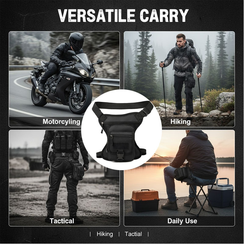 TEMU Pochette de jambe tactique pour moto, sac de corps, rangement multifonctionnel pour téléphone portable et essentiels, légère, fermeture à