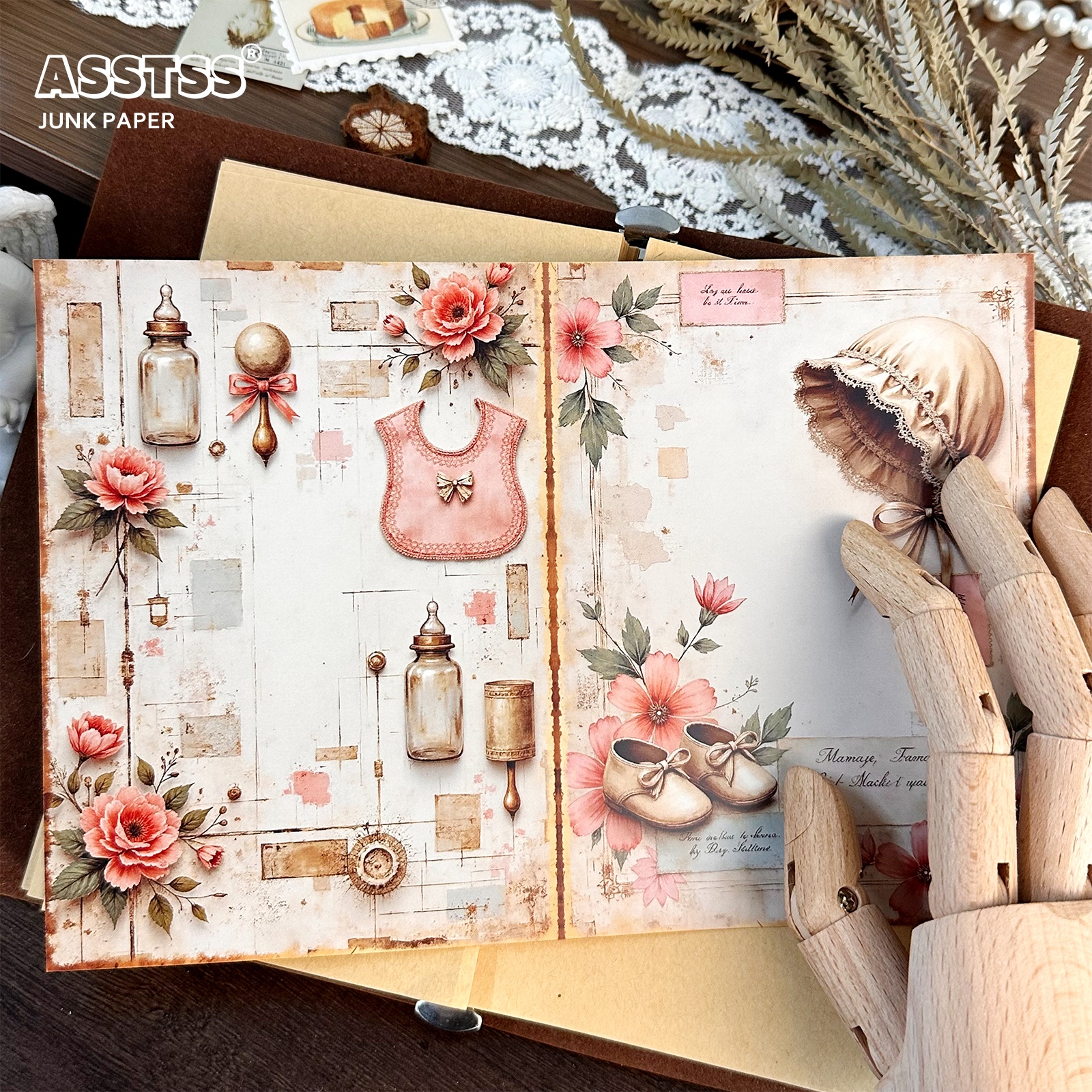 TEMU Asstss 20-sheet A5 [2d Flat] Baby Bedroom Junk Journals, Decoration Paper Pads, For Arts Crafts, Scrapbooking Supplies, Crafts, Background Pad,