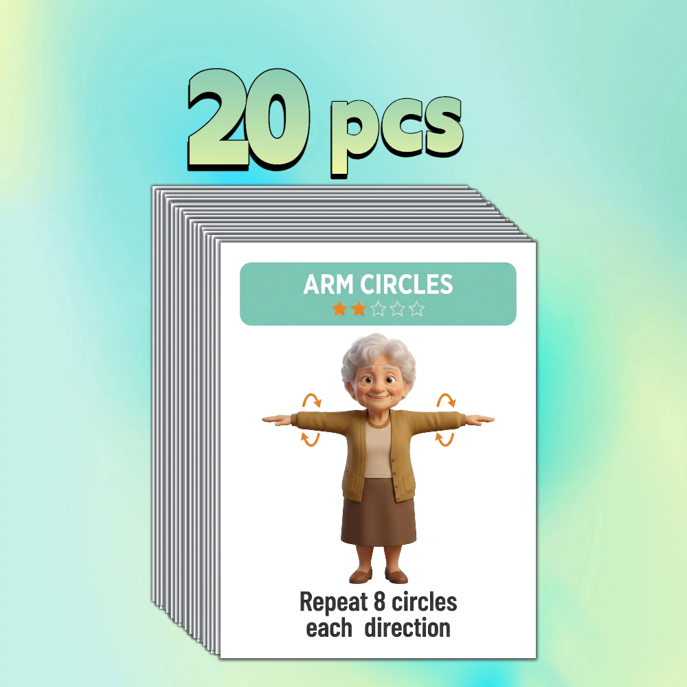 TEMU 20 Full- Cards For Seniors In Standing And Sitting Positions, With Clear Graphic Action Instructions, Suitable As A Reference For Home Fitness